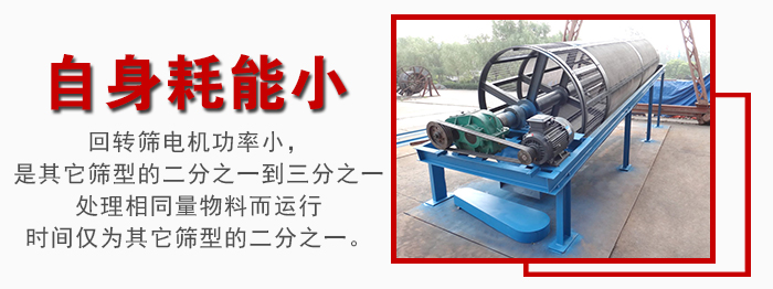 滾筒篩耗能小，使用壽命長，維修方便
